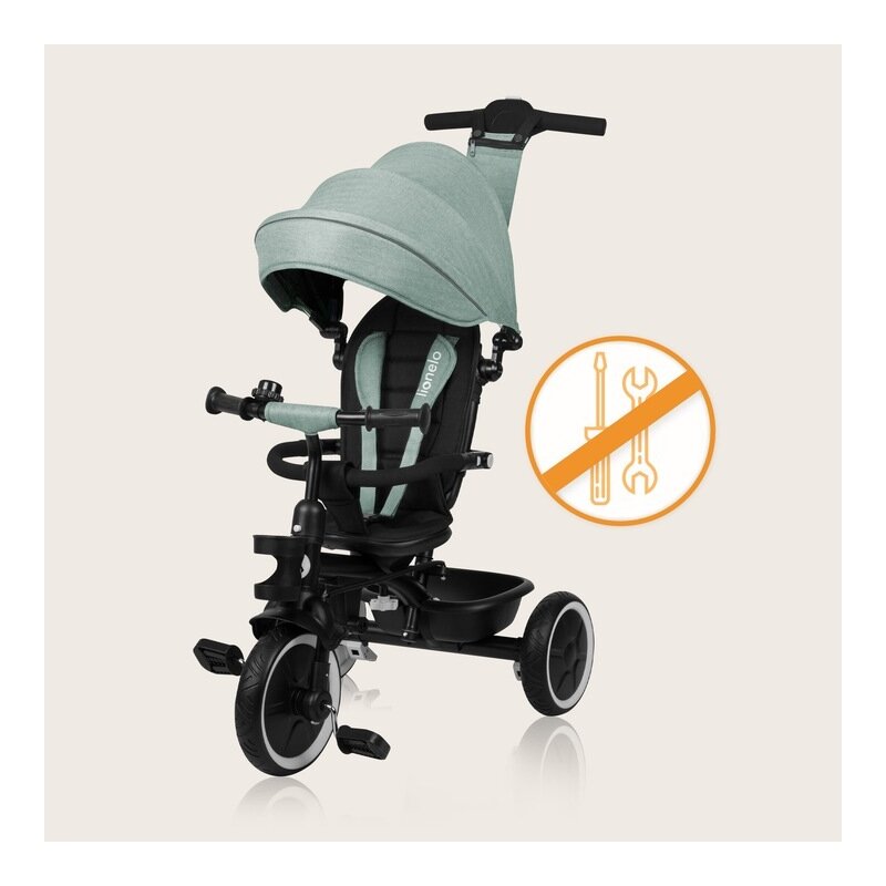 Tricicleta copii, Lionelo, Berry, 2 in 1, Multifunctionala, Suport picioare, Control al directiei, Scaun reversibil, Rotire 360 grade, Functie de roata libera, Utilizare pana la 5 ani, Constructie din otel, Conform cu standardul EN71, Verde - gogobaby.ro