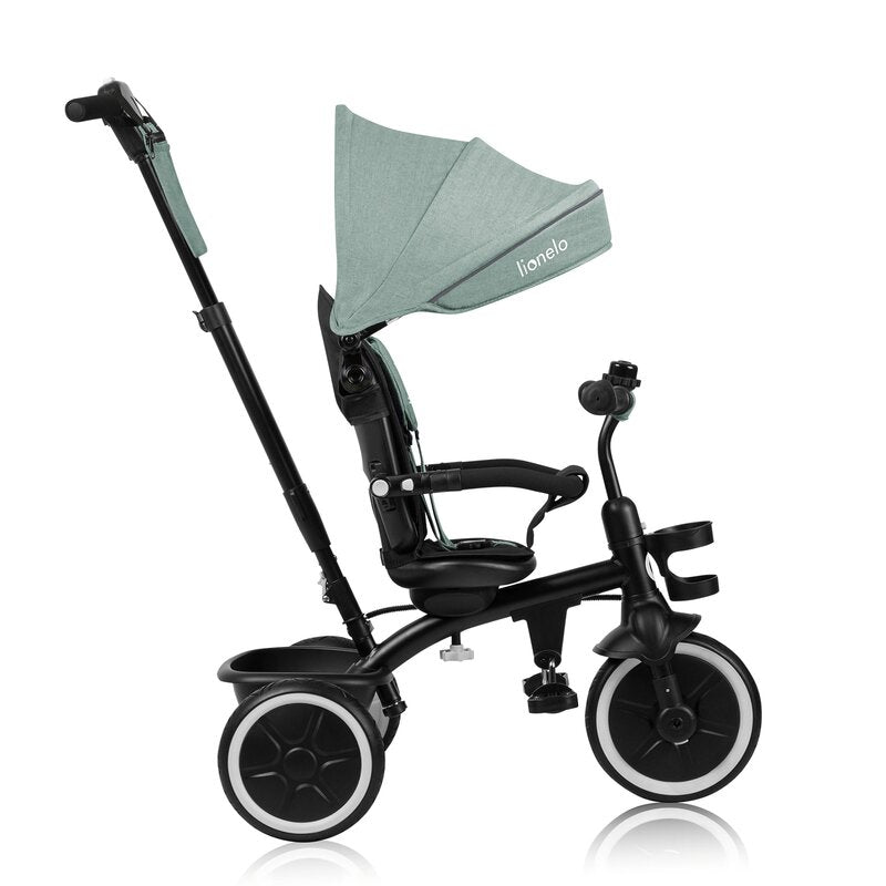 Tricicleta copii, Lionelo, Berry, 2 in 1, Multifunctionala, Suport picioare, Control al directiei, Scaun reversibil, Rotire 360 grade, Functie de roata libera, Utilizare pana la 5 ani, Constructie din otel, Conform cu standardul EN71, Verde - gogobaby.ro