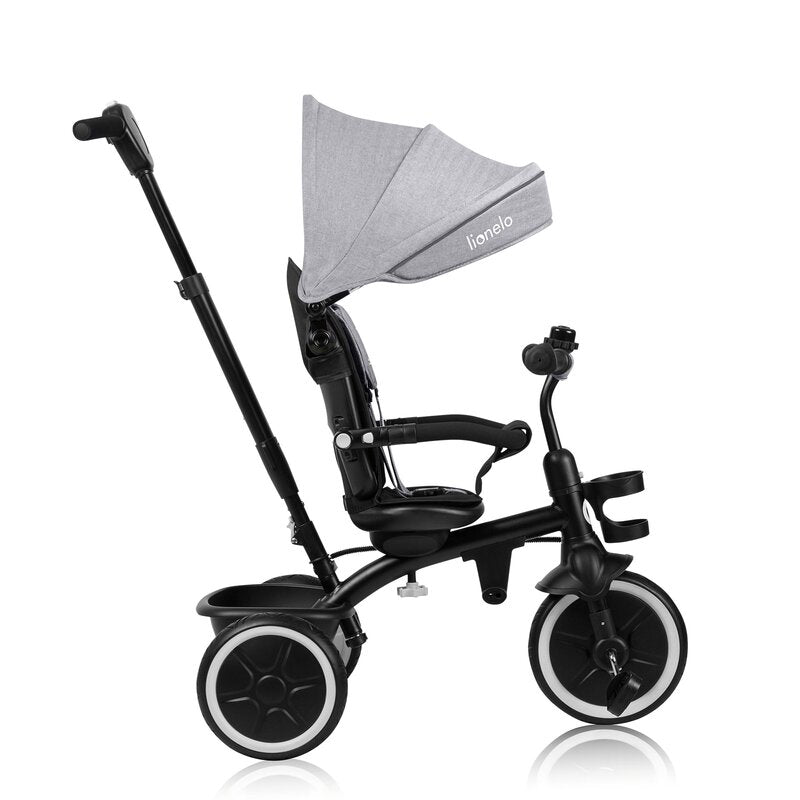 Tricicleta copii, Lionelo, Berry, 2 in 1, Multifunctionala, Suport picioare, Control al directiei, Scaun reversibil, Rotire 360 grade, Functie de roata libera, Utilizare pana la 5 ani, Constructie din otel, Conform cu standardul EN71, Gri - gogobaby.ro