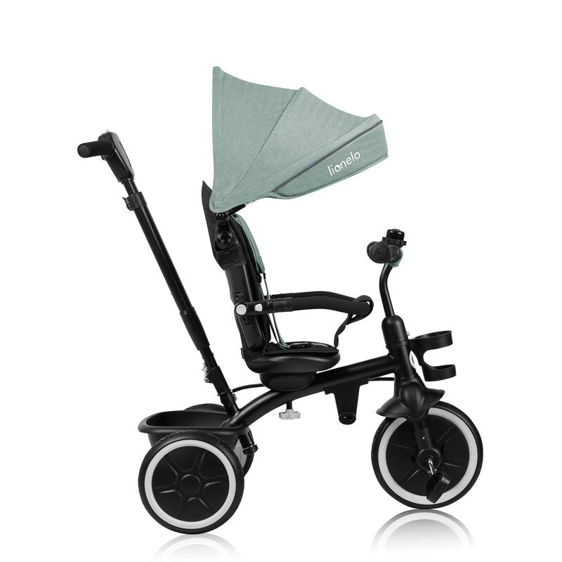 Tricicleta copii, Lionelo, Berry, 2 in 1, Multifunctionala, Suport picioare, Control al directiei, Scaun reversibil, Rotire 360 grade, Functie de roata libera, Utilizare pana la 5 ani, Constructie din otel, Conform cu standardul EN71, Verde - gogobaby.ro