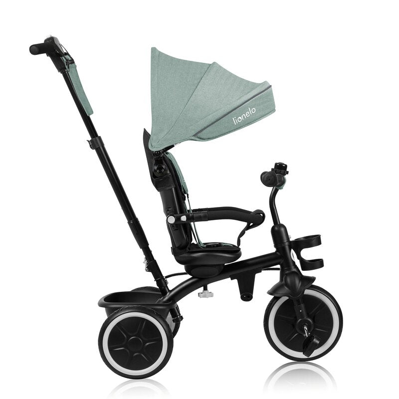 Tricicleta copii, Lionelo, Berry, 2 in 1, Multifunctionala, Suport picioare, Control al directiei, Scaun reversibil, Rotire 360 grade, Functie de roata libera, Utilizare pana la 5 ani, Constructie din otel, Conform cu standardul EN71, Verde - gogobaby.ro