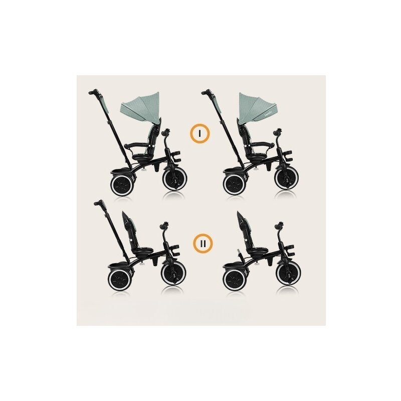 Tricicleta copii, Lionelo, Berry, 2 in 1, Multifunctionala, Suport picioare, Control al directiei, Scaun reversibil, Rotire 360 grade, Functie de roata libera, Utilizare pana la 5 ani, Constructie din otel, Conform cu standardul EN71, Gri - gogobaby.ro