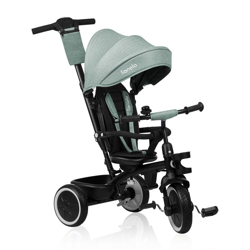 Tricicleta copii, Lionelo, Berry, 2 in 1, Multifunctionala, Suport picioare, Control al directiei, Scaun reversibil, Rotire 360 grade, Functie de roata libera, Utilizare pana la 5 ani, Constructie din otel, Conform cu standardul EN71, Verde - gogobaby.ro