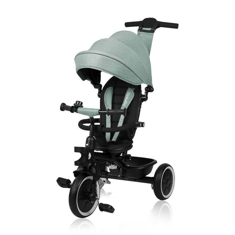 Tricicleta copii, Lionelo, Berry, 2 in 1, Multifunctionala, Suport picioare, Control al directiei, Scaun reversibil, Rotire 360 grade, Functie de roata libera, Utilizare pana la 5 ani, Constructie din otel, Conform cu standardul EN71, Verde - gogobaby.ro