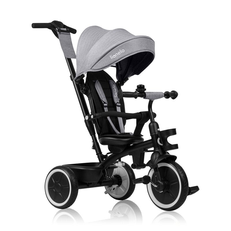 Tricicleta copii, Lionelo, Berry, 2 in 1, Multifunctionala, Suport picioare, Control al directiei, Scaun reversibil, Rotire 360 grade, Functie de roata libera, Utilizare pana la 5 ani, Constructie din otel, Conform cu standardul EN71, Gri - gogobaby.ro