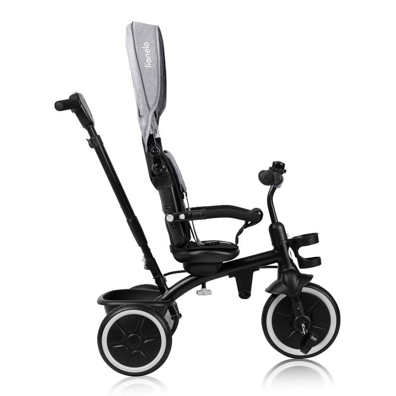 Tricicleta copii, Lionelo, Berry, 2 in 1, Multifunctionala, Suport picioare, Control al directiei, Scaun reversibil, Rotire 360 grade, Functie de roata libera, Utilizare pana la 5 ani, Constructie din otel, Conform cu standardul EN71, Gri - gogobaby.ro
