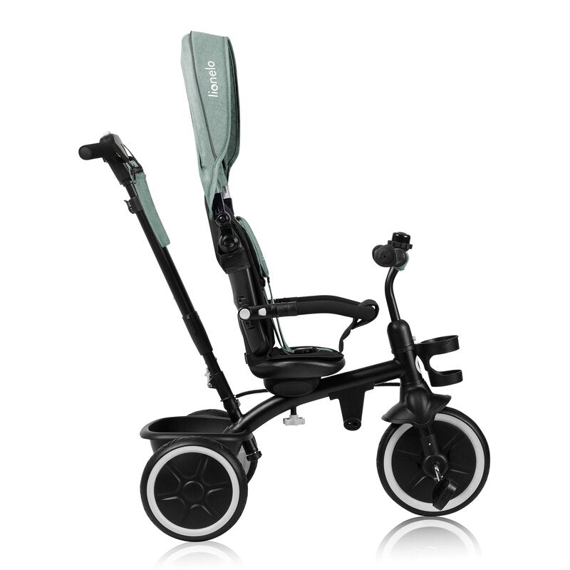Tricicleta copii, Lionelo, Berry, 2 in 1, Multifunctionala, Suport picioare, Control al directiei, Scaun reversibil, Rotire 360 grade, Functie de roata libera, Utilizare pana la 5 ani, Constructie din otel, Conform cu standardul EN71, Verde - gogobaby.ro