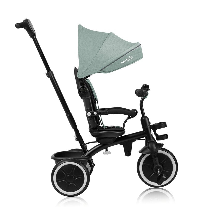 Tricicleta copii, Lionelo, Berry, 2 in 1, Multifunctionala, Suport picioare, Control al directiei, Scaun reversibil, Rotire 360 grade, Functie de roata libera, Utilizare pana la 5 ani, Constructie din otel, Conform cu standardul EN71, Verde - gogobaby.ro