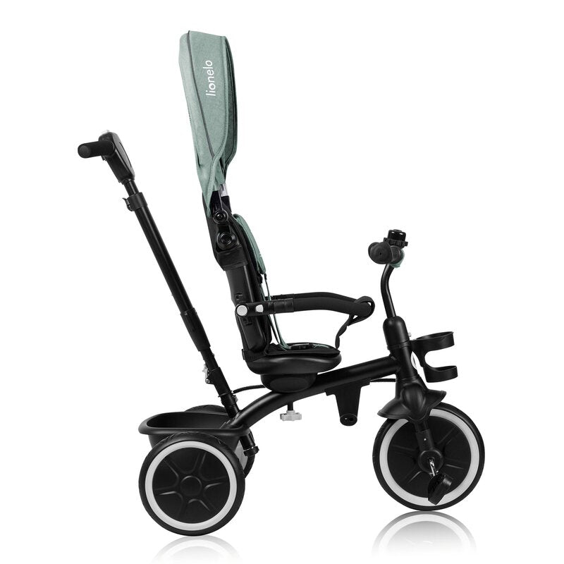 Tricicleta copii, Lionelo, Berry, 2 in 1, Multifunctionala, Suport picioare, Control al directiei, Scaun reversibil, Rotire 360 grade, Functie de roata libera, Utilizare pana la 5 ani, Constructie din otel, Conform cu standardul EN71, Verde - gogobaby.ro