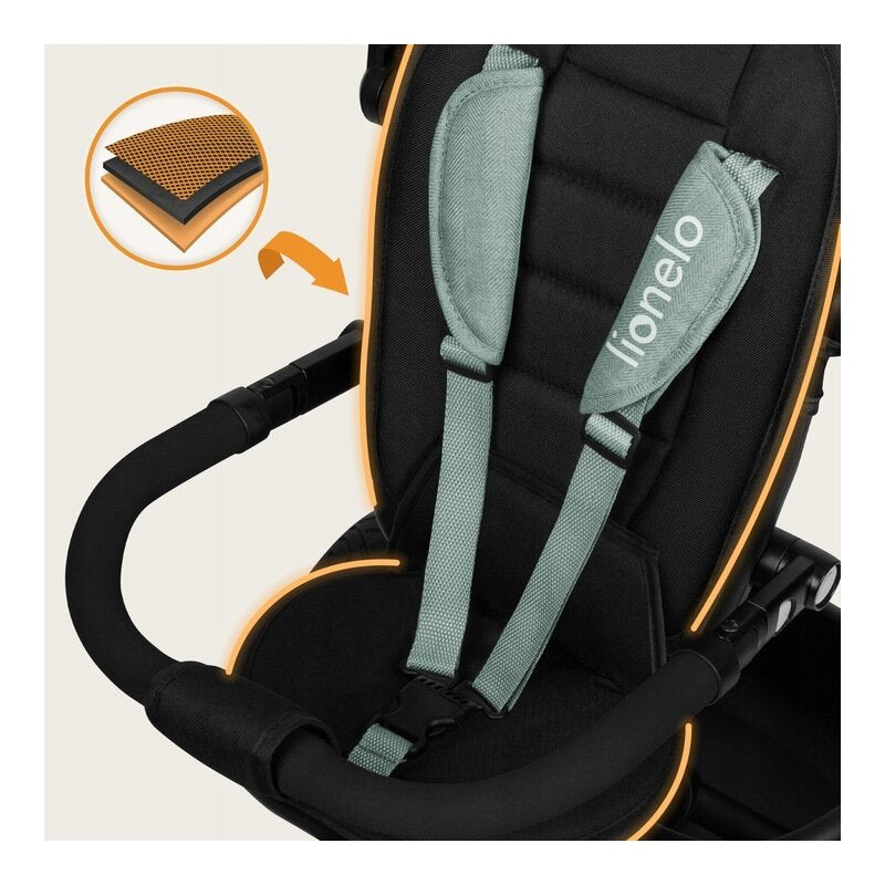Tricicleta copii, Lionelo, Berry, 2 in 1, Multifunctionala, Suport picioare, Control al directiei, Scaun reversibil, Rotire 360 grade, Functie de roata libera, Utilizare pana la 5 ani, Constructie din otel, Conform cu standardul EN71, Verde - gogobaby.ro