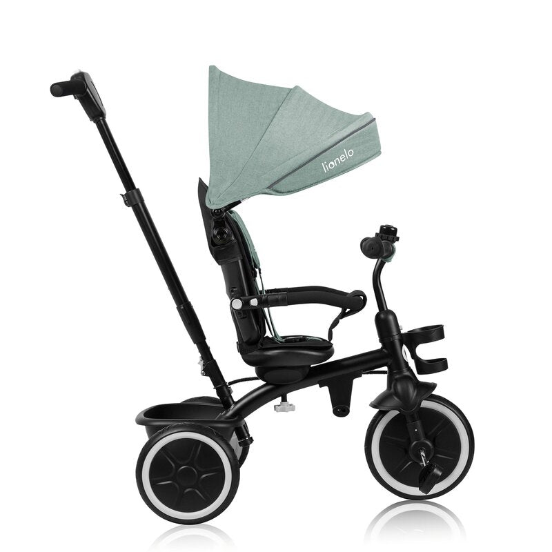 Tricicleta copii, Lionelo, Berry, 2 in 1, Multifunctionala, Suport picioare, Control al directiei, Scaun reversibil, Rotire 360 grade, Functie de roata libera, Utilizare pana la 5 ani, Constructie din otel, Conform cu standardul EN71, Verde - gogobaby.ro