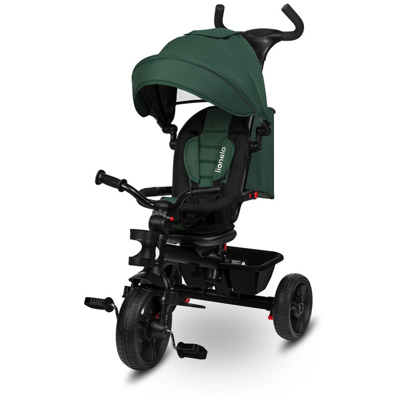 Tricicleta copii, Lionelo, Haari, Ultrapliabila, Multifunctionala, Suport picioare, Control al directiei, Scaun reversibil, Rotire 360 grade, Conform cu standardul european de securitate EN71, Verde