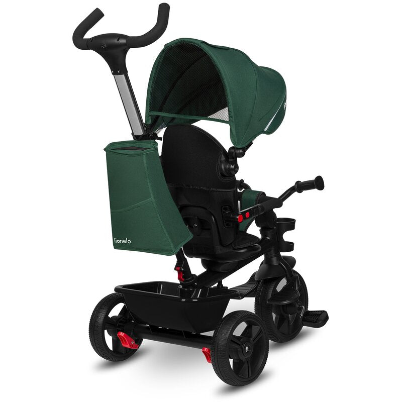Tricicleta copii, Lionelo, Haari, Ultrapliabila, Multifunctionala, Suport picioare, Control al directiei, Scaun reversibil, Rotire 360 grade, Conform cu standardul european de securitate EN71, Verde