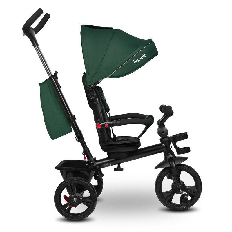 Tricicleta copii, Lionelo, Haari, Ultrapliabila, Multifunctionala, Suport picioare, Control al directiei, Scaun reversibil, Rotire 360 grade, Conform cu standardul european de securitate EN71, Verde - gogobaby.ro