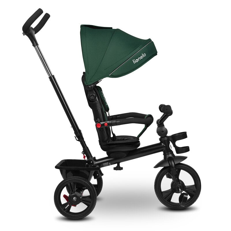 Tricicleta copii, Lionelo, Haari, Ultrapliabila, Multifunctionala, Suport picioare, Control al directiei, Scaun reversibil, Rotire 360 grade, Conform cu standardul european de securitate EN71, Verde - gogobaby.ro