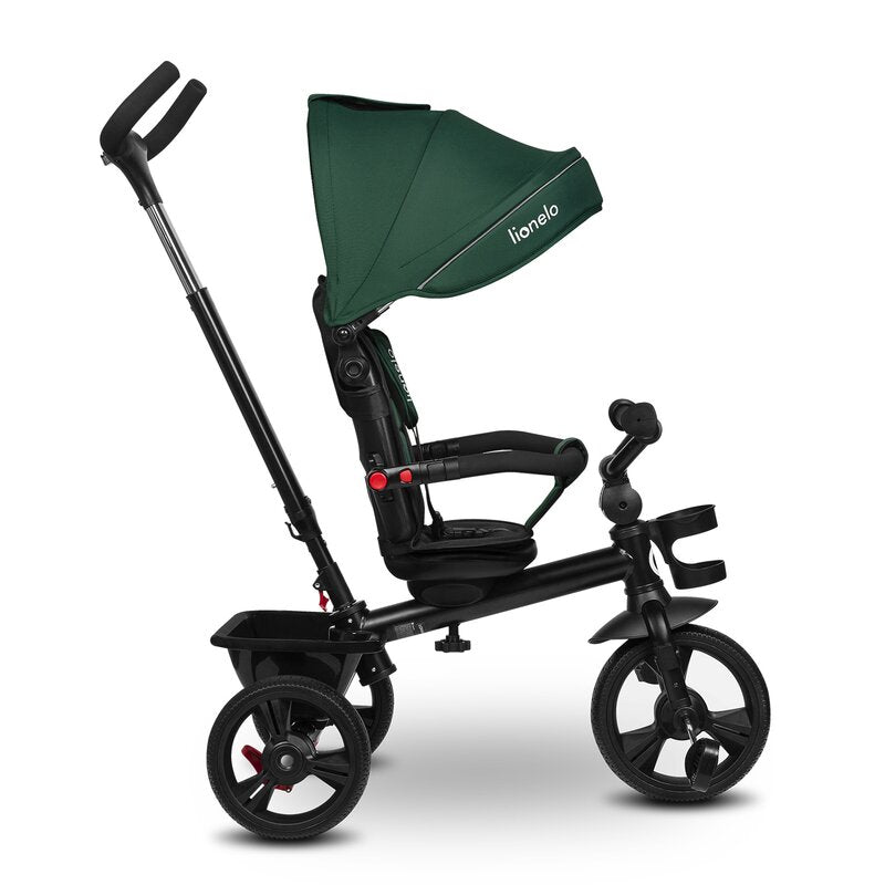 Tricicleta copii, Lionelo, Haari, Ultrapliabila, Multifunctionala, Suport picioare, Control al directiei, Scaun reversibil, Rotire 360 grade, Conform cu standardul european de securitate EN71, Verde - gogobaby.ro