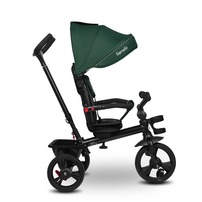 Tricicleta copii, Lionelo, Haari, Ultrapliabila, Multifunctionala, Suport picioare, Control al directiei, Scaun reversibil, Rotire 360 grade, Conform cu standardul european de securitate EN71, Verde - gogobaby.ro