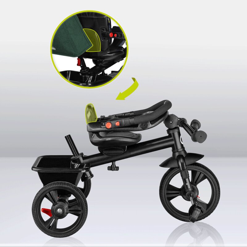 Tricicleta copii, Lionelo, Haari, Ultrapliabila, Multifunctionala, Suport picioare, Control al directiei, Scaun reversibil, Rotire 360 grade, Conform cu standardul european de securitate EN71, Verde