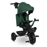 Tricicleta copii, Lionelo Kori, ultra-pliabila si multifunctionala, cu scaun rotativ 360°, control parental, suport pentru picioare si accesorii premium, Verde