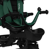 Tricicleta copii, Lionelo Kori, ultra-pliabila si multifunctionala, cu scaun rotativ 360°, control parental, suport pentru picioare si accesorii premium, Verde
