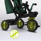 Tricicleta copii, Lionelo Kori, ultra-pliabila si multifunctionala, cu scaun rotativ 360°, control parental, suport pentru picioare si accesorii premium, Verde