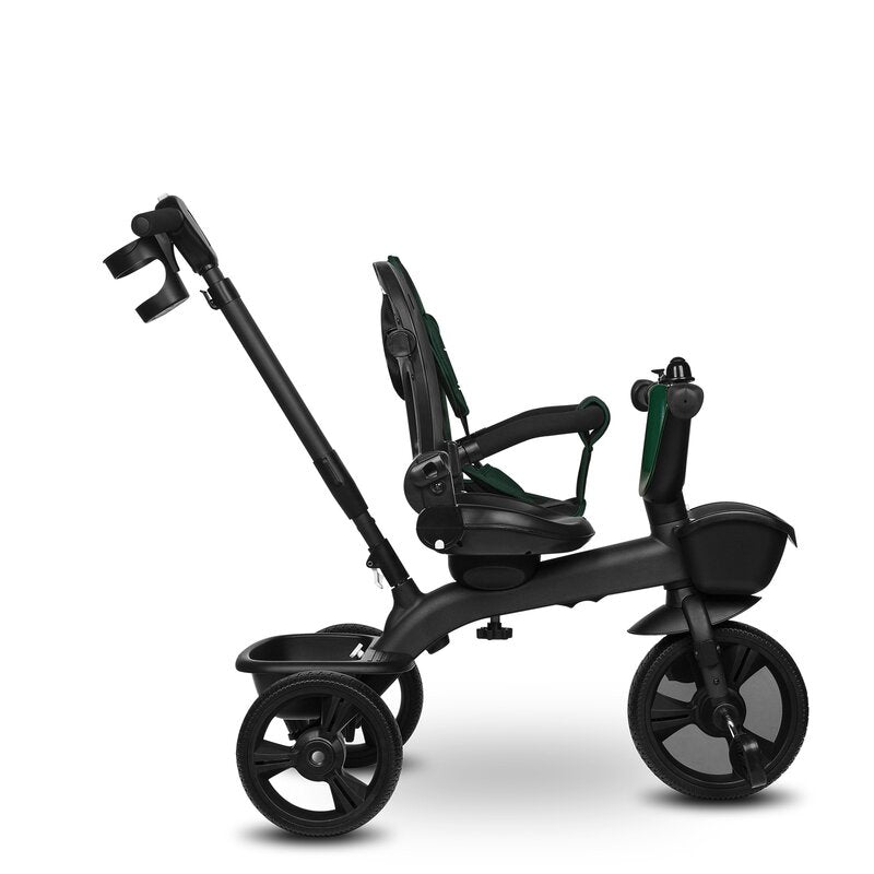 Tricicleta copii, Lionelo Kori, ultra-pliabila si multifunctionala, cu scaun rotativ 360°, control parental, suport pentru picioare si accesorii premium, Verde