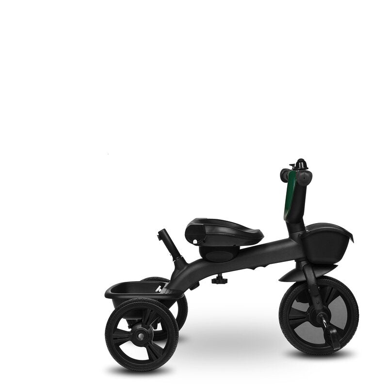 Tricicleta copii, Lionelo Kori, ultra-pliabila si multifunctionala, cu scaun rotativ 360°, control parental, suport pentru picioare si accesorii premium, Verde