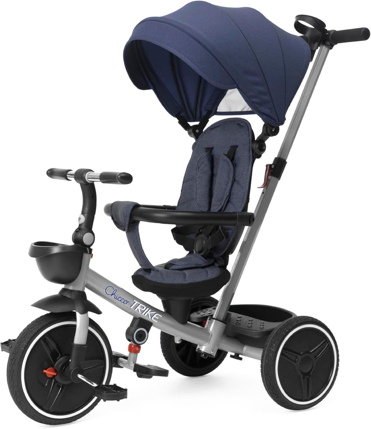 Tricicleta Evolutiva Chicco 4 in 1 cu copertina si maner, Albastra, 6 luni+