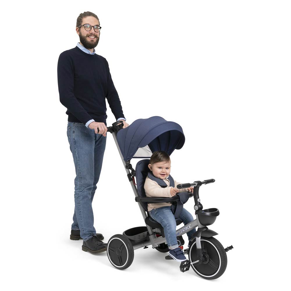 Tricicleta Evolutiva Chicco 4 in 1 cu copertina si maner, Albastra, 6 luni+