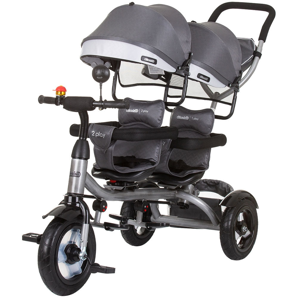 Tricicleta gemeni Chipolino 2Play silver grey - gogobaby.ro