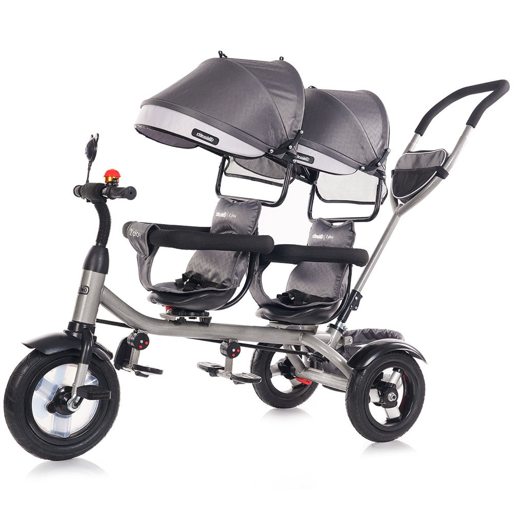Tricicleta gemeni Chipolino 2Play silver grey - gogobaby.ro