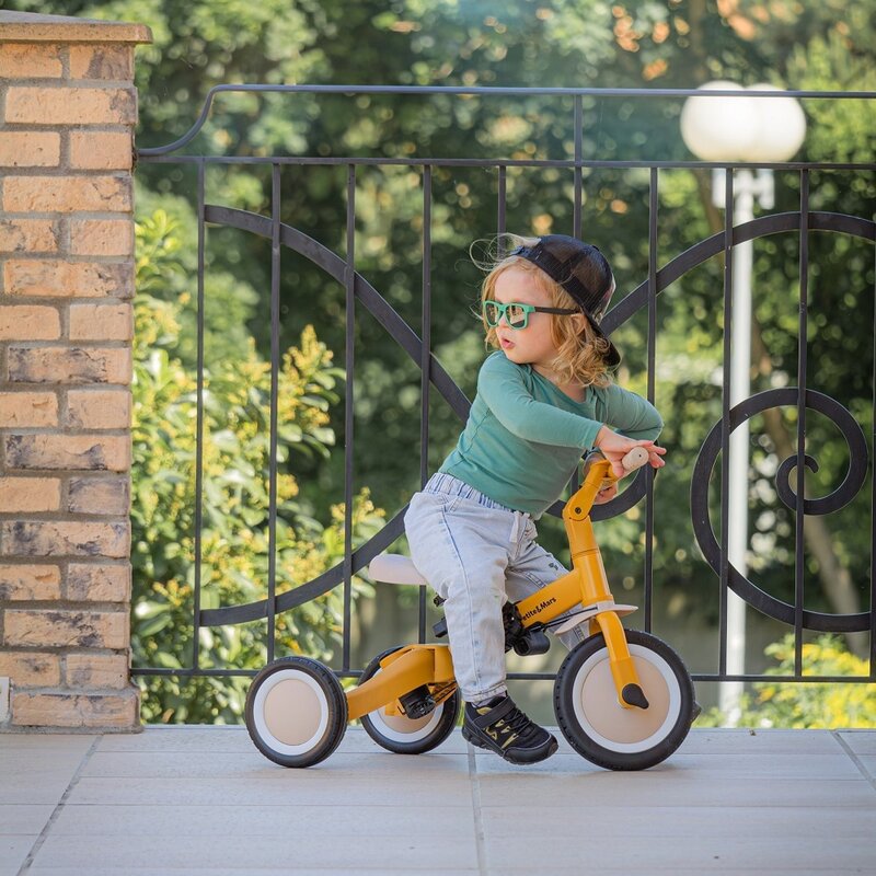 Tricicleta, Petite&Mars, Turbo, 5 in 1, Multifunctionala, Vehicul de impins, Bicicleta cu/fara pedale, Cu maner de ghidaj, Detasabil, Roti din cauciuc, Pana la 25 kg, 1.5-5 ani, Albastru - gogobaby.ro