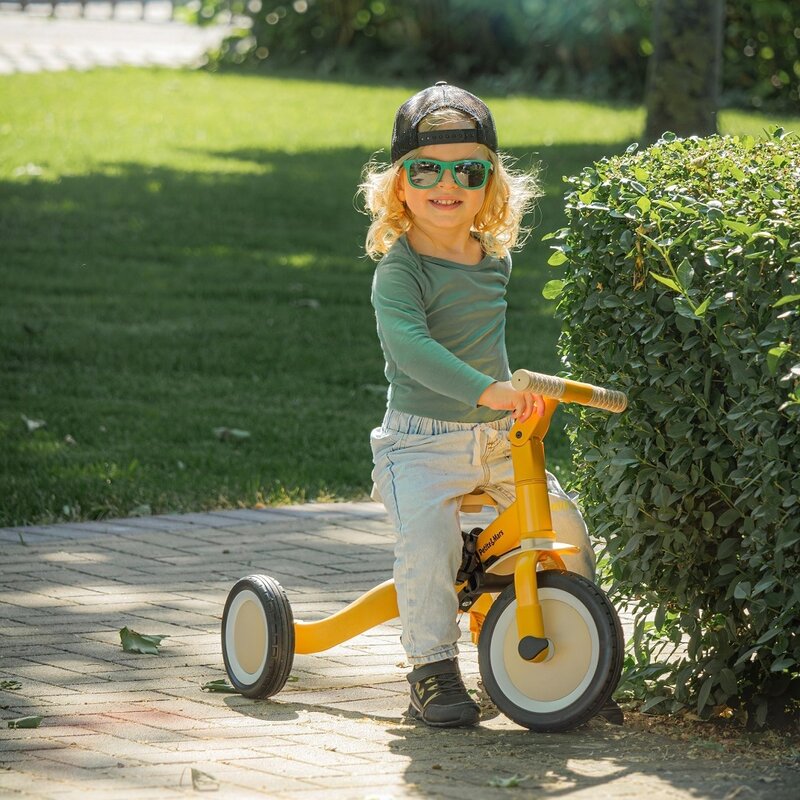 Tricicleta, Petite&Mars, Turbo, 5 in 1, Multifunctionala, Vehicul de impins, Bicicleta cu/fara pedale, Cu maner de ghidaj, Detasabil, Roti din cauciuc, Pana la 25 kg, 1.5-5 ani, Albastru