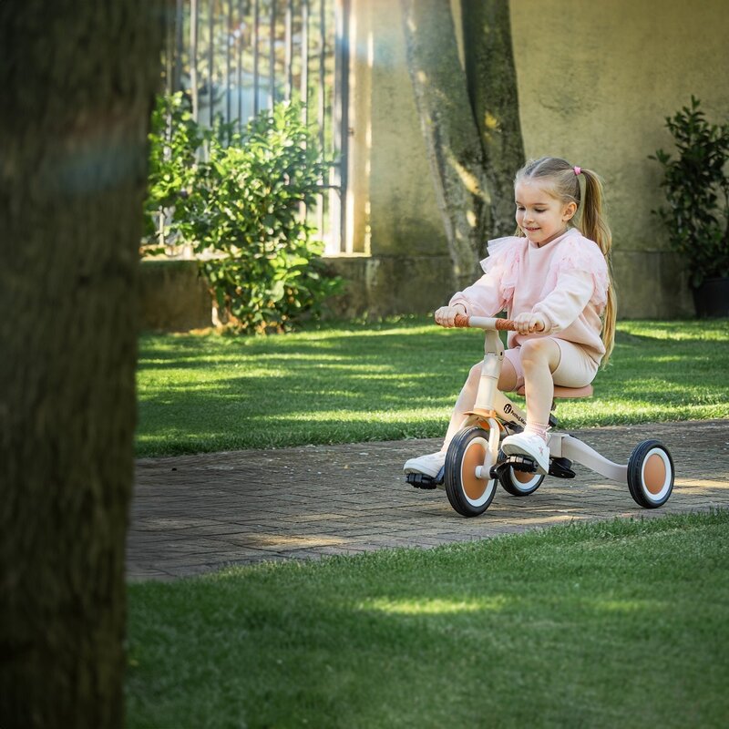 Tricicleta, Petite&Mars, Turbo, 5 in 1, Multifunctionala, Vehicul de impins, Bicicleta cu/fara pedale, Cu maner de ghidaj, Detasabil, Roti din cauciuc, Pana la 25 kg, 1.5-5 ani, Dusty Rose