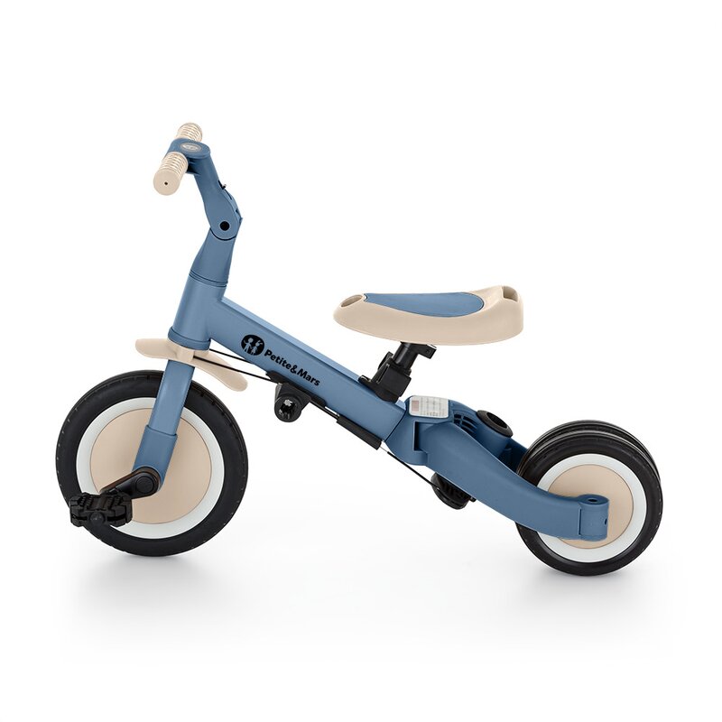 Tricicleta, Petite&Mars, Turbo, 5 in 1, Multifunctionala, Vehicul de impins, Bicicleta cu/fara pedale, Cu maner de ghidaj, Detasabil, Roti din cauciuc, Pana la 25 kg, 1.5-5 ani, Ocean Blue - gogobaby.ro