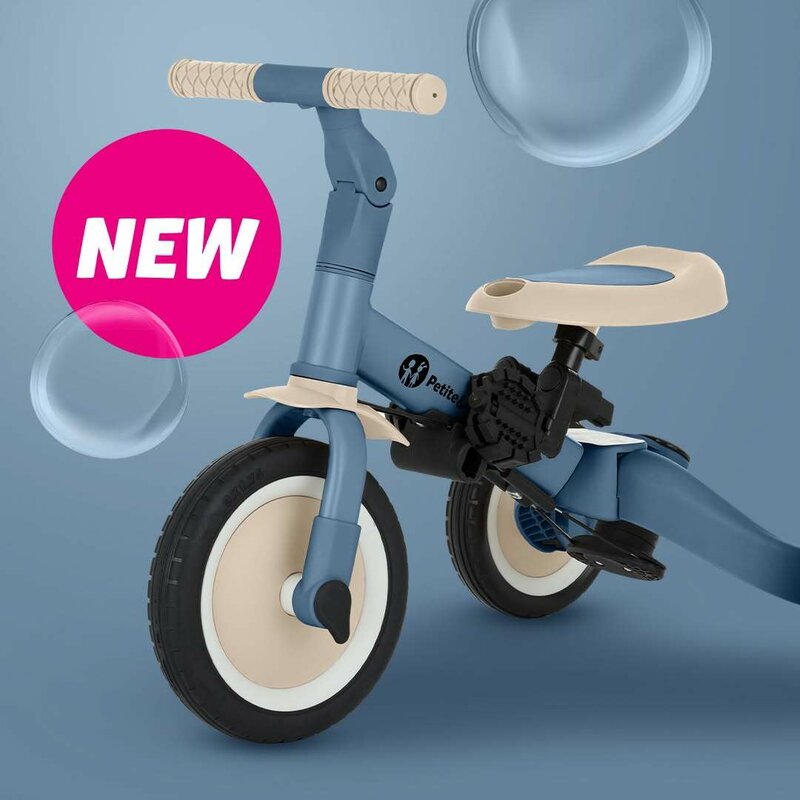 Tricicleta, Petite&Mars, Turbo, 5 in 1, Multifunctionala, Vehicul de impins, Bicicleta cu/fara pedale, Cu maner de ghidaj, Detasabil, Roti din cauciuc, Pana la 25 kg, 1.5-5 ani, Ocean Blue - gogobaby.ro