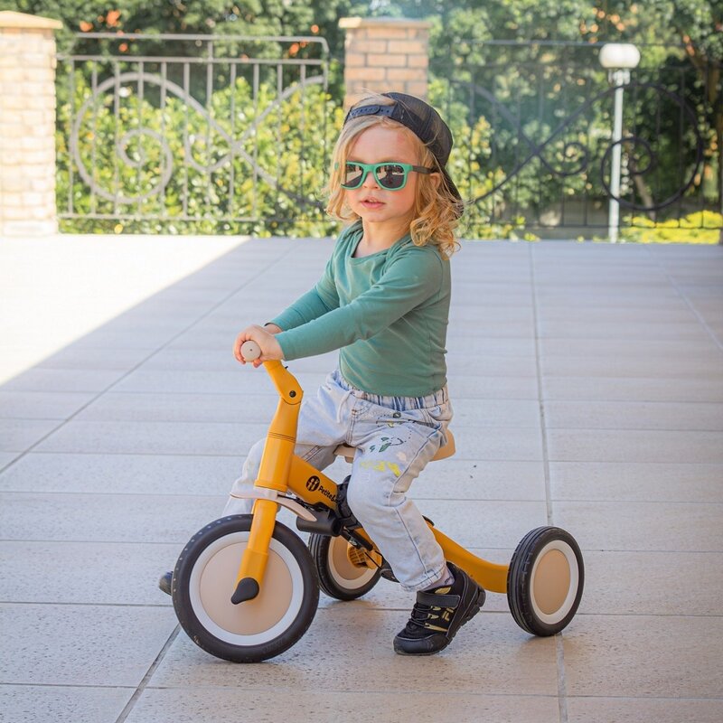 Tricicleta, Petite&Mars, Turbo, 5 in 1, Multifunctionala, Vehicul de impins, Bicicleta cu/fara pedale, Cu maner de ghidaj, Detasabil, Roti din cauciuc, Pana la 25 kg, 1.5-5 ani, Ocean Blue