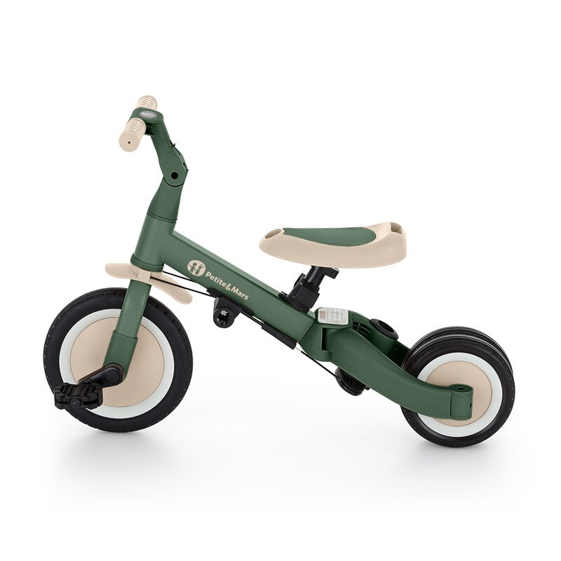Tricicleta, Petite&Mars, Turbo, 5 in 1, Multifunctionala, Vehicul de impins, Bicicleta cu/fara pedale, Cu maner de ghidaj, Detasabil, Roti din cauciuc, Pana la 25 kg, 1.5-5 ani, Verde - gogobaby.ro