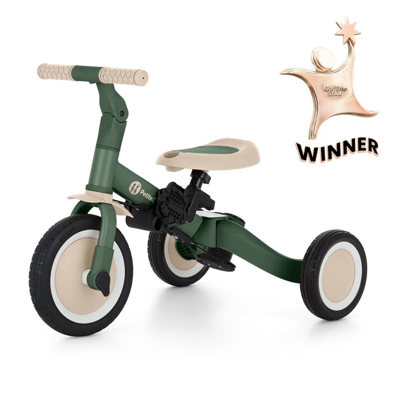 Tricicleta, Petite&Mars, Turbo, 5 in 1, Multifunctionala, Vehicul de impins, Bicicleta cu/fara pedale, Cu maner de ghidaj, Detasabil, Roti din cauciuc, Pana la 25 kg, 1.5-5 ani, Verde - gogobaby.ro