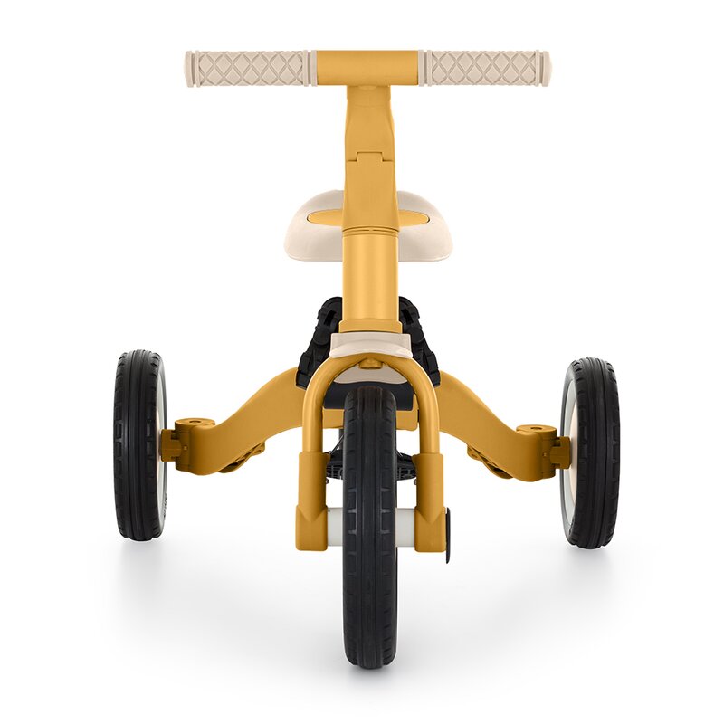 Tricicleta, Petite&Mars, Turbo, 5 in 1, Multifunctionala, Vehicul de impins, Bicicleta cu/fara pedale, Cu maner de ghidaj, Detasabil, Roti din cauciuc, Pana la 25 kg, 1.5-5 ani, Ocru - gogobaby.ro