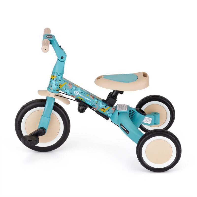 Tricicleta, Petite&Mars, Turbo, Editie limitata, 5 in 1, Multifunctionala, Vehicul de impins, Bicicleta cu/fara pedale, Cu maner de ghidaj, Detasabil, Roti din cauciuc, Pana la 25 kg, 1.5-5 ani, Dino Park