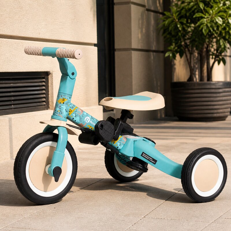 Tricicleta, Petite&Mars, Turbo, Editie limitata, 5 in 1, Multifunctionala, Vehicul de impins, Bicicleta cu/fara pedale, Cu maner de ghidaj, Detasabil, Roti din cauciuc, Pana la 25 kg, 1.5-5 ani, Dino Park