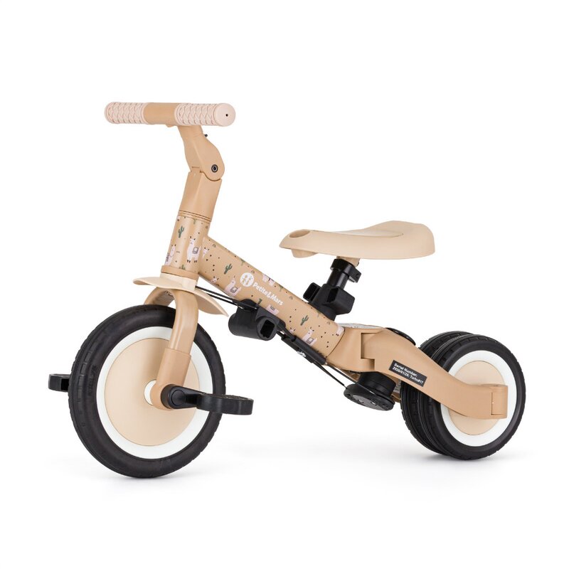 Tricicleta, Petite&Mars, Turbo, Editie limitata, 5 in 1, Multifunctionala, Vehicul de impins, Bicicleta cu/fara pedale, Cu maner de ghidaj, Detasabil, Roti din cauciuc, Pana la 25 kg, 1.5-5 ani, Llama Vibes