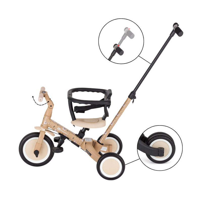 Tricicleta, Petite&Mars, Turbo, Editie limitata, 5 in 1, Multifunctionala, Vehicul de impins, Bicicleta cu/fara pedale, Cu maner de ghidaj, Detasabil, Roti din cauciuc, Pana la 25 kg, 1.5-5 ani, Llama Vibes
