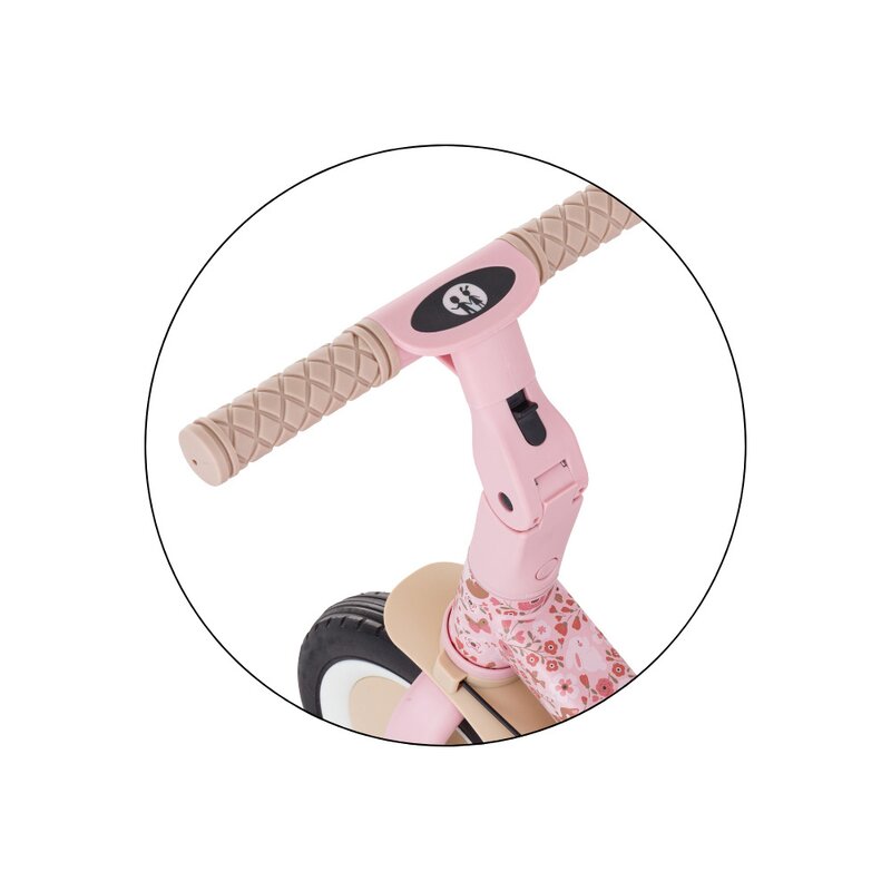 Tricicleta, Petite&Mars, Turbo, Editie limitata, 5 in 1, Multifunctionala, Vehicul de impins, Bicicleta cu/fara pedale, Cu maner de ghidaj, Detasabil, Roti din cauciuc, Pana la 25 kg, 1.5-5 ani, Rosy Wilderness