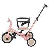 Tricicleta, Petite&Mars, Turbo, Editie limitata, 5 in 1, Multifunctionala, Vehicul de impins, Bicicleta cu/fara pedale, Cu maner de ghidaj, Detasabil, Roti din cauciuc, Pana la 25 kg, 1.5-5 ani, Rosy Wilderness