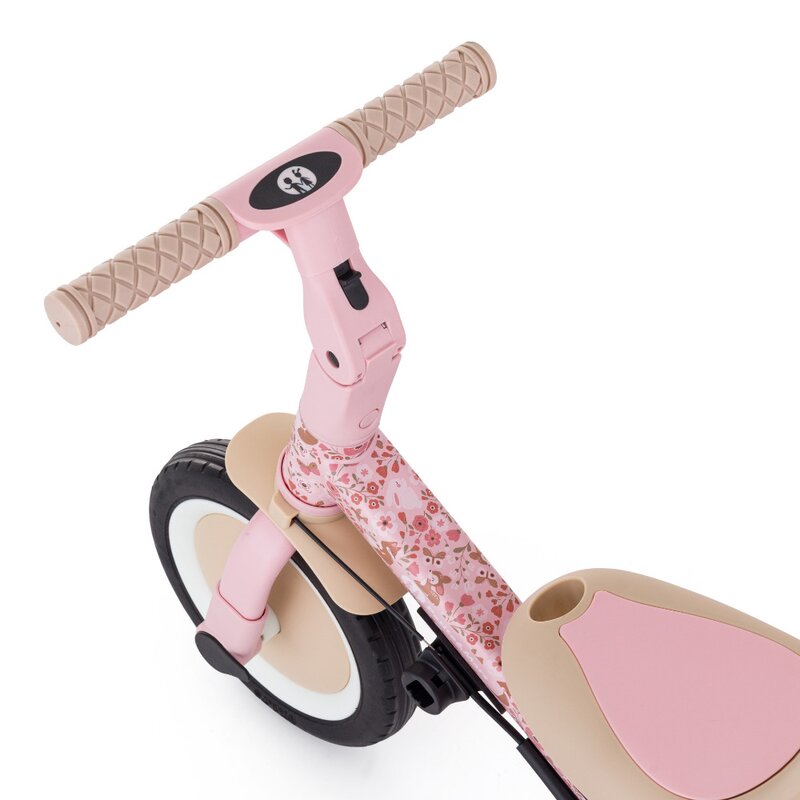 Tricicleta, Petite&Mars, Turbo, Editie limitata, 5 in 1, Multifunctionala, Vehicul de impins, Bicicleta cu/fara pedale, Cu maner de ghidaj, Detasabil, Roti din cauciuc, Pana la 25 kg, 1.5-5 ani, Rosy Wilderness