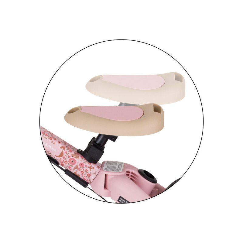 Tricicleta, Petite&Mars, Turbo, Editie limitata, 5 in 1, Multifunctionala, Vehicul de impins, Bicicleta cu/fara pedale, Cu maner de ghidaj, Detasabil, Roti din cauciuc, Pana la 25 kg, 1.5-5 ani, Rosy Wilderness