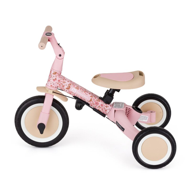 Tricicleta, Petite&Mars, Turbo, Editie limitata, 5 in 1, Multifunctionala, Vehicul de impins, Bicicleta cu/fara pedale, Cu maner de ghidaj, Detasabil, Roti din cauciuc, Pana la 25 kg, 1.5-5 ani, Rosy Wilderness
