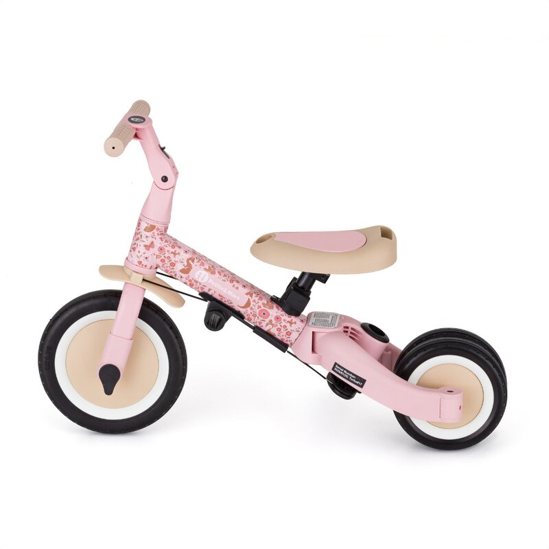 Tricicleta, Petite&Mars, Turbo, Editie limitata, 5 in 1, Multifunctionala, Vehicul de impins, Bicicleta cu/fara pedale, Cu maner de ghidaj, Detasabil, Roti din cauciuc, Pana la 25 kg, 1.5-5 ani, Rosy Wilderness
